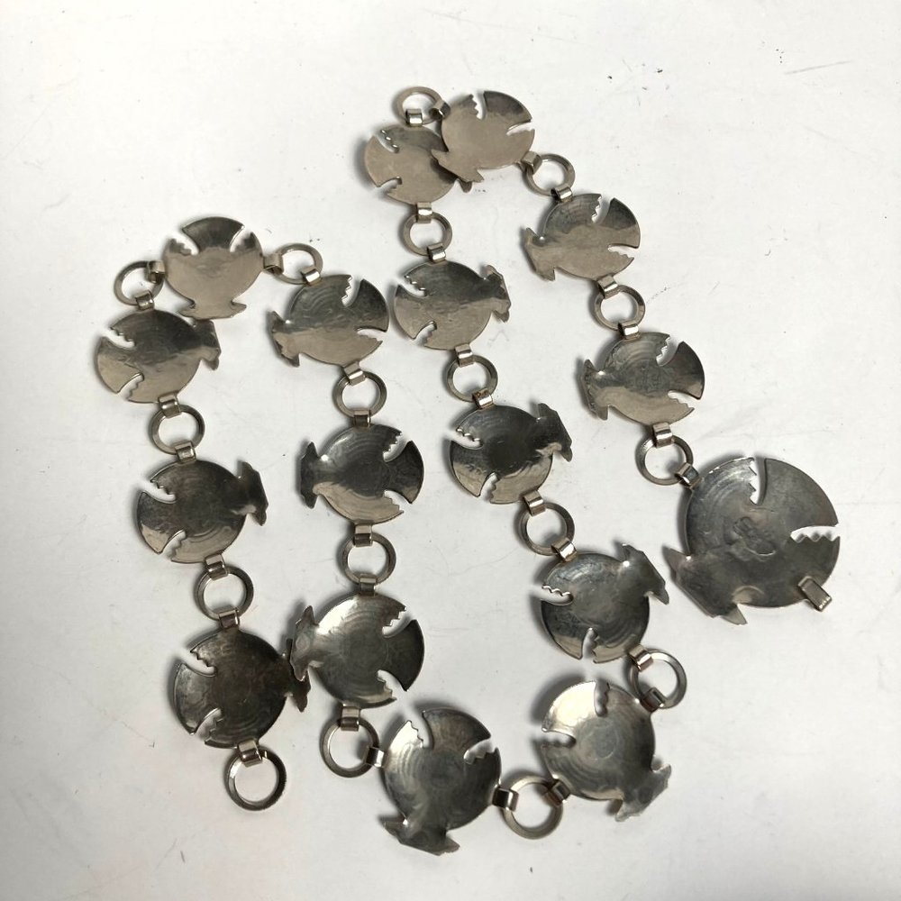 Vintage Silver Thunderbird Chain Belt Silver Small Southwestern Adjustable - Picture 4 of 7